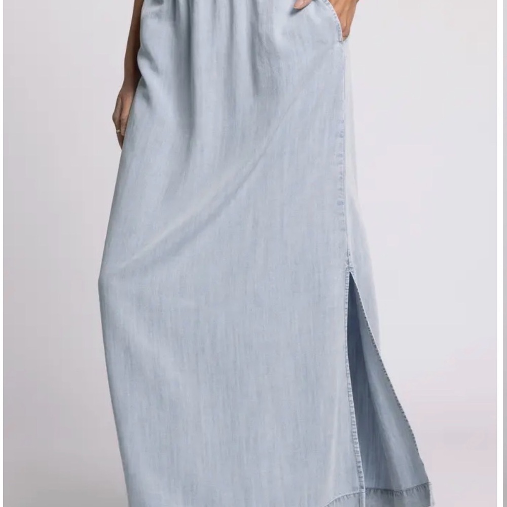 NWT!! Thread & Supply Briar Chambray Blue Maxi Skirt Sz L $132 B30